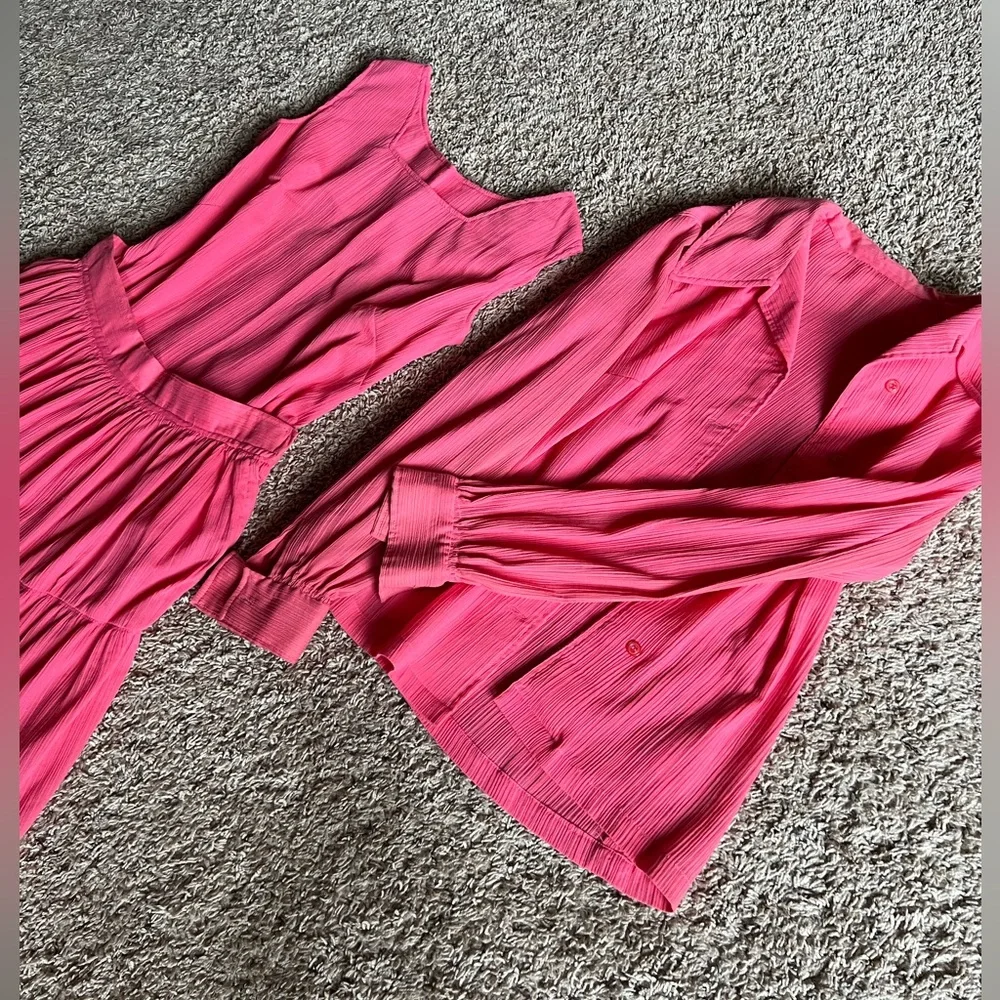 VINTAGE HANDMADE, One-Of-A-Kind Hibiscus Pink Tiered Skirt Set. - Picture 11 of 16
